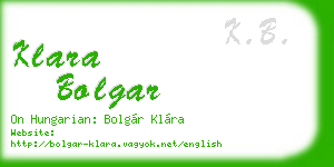 klara bolgar business card